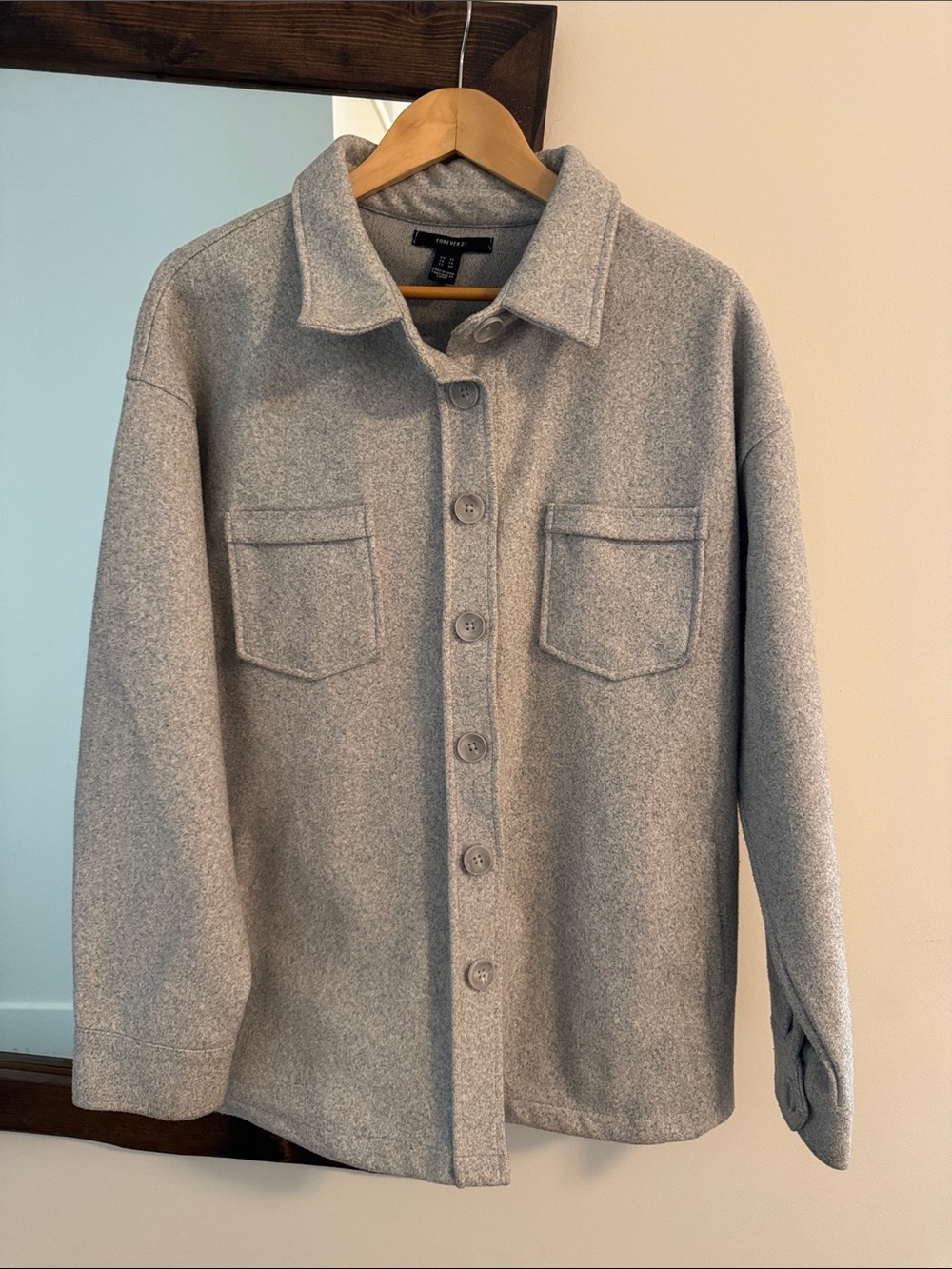 Light Gray Cozy Lightweight Buttondown Front Pockets Fall/Winter Coat Size XL